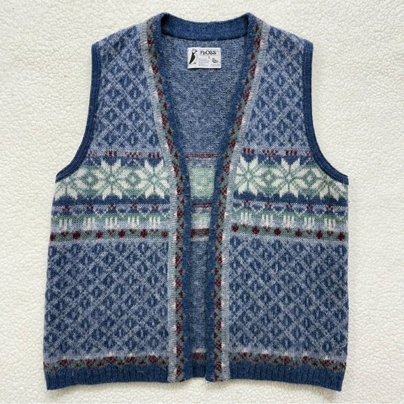 Vintage Floss Icelandic Wool Norwegian Style
Open Front Long Line Sweater Vest - Picture 1 of 10